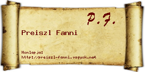 Preiszl Fanni névjegykártya